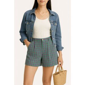 Woolrich Vintage Plaid Seersucker Shorts Women's 10 High Rise 90s Y2K Cotton